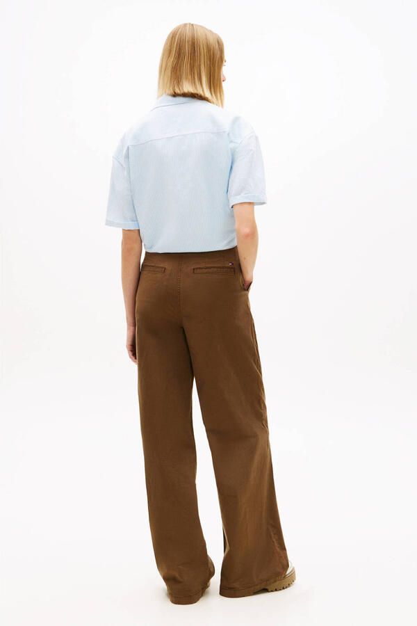 Tommy Jeans regular fit linnen blouse van mix van linnen met strikdetail - Foto 6