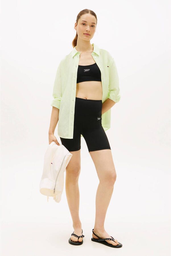 Tommy Jeans gestreepte blouse met linnen limegroen - Foto 2