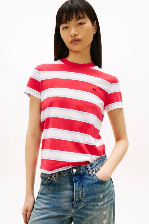 Tommy Jeans gestreepte T-shirt rood