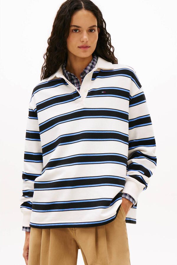 TOMMY JEANS Dames Tops & T-shirts Tjw Rlx S-flag Stripe Rugby Ext Multi - Foto 6