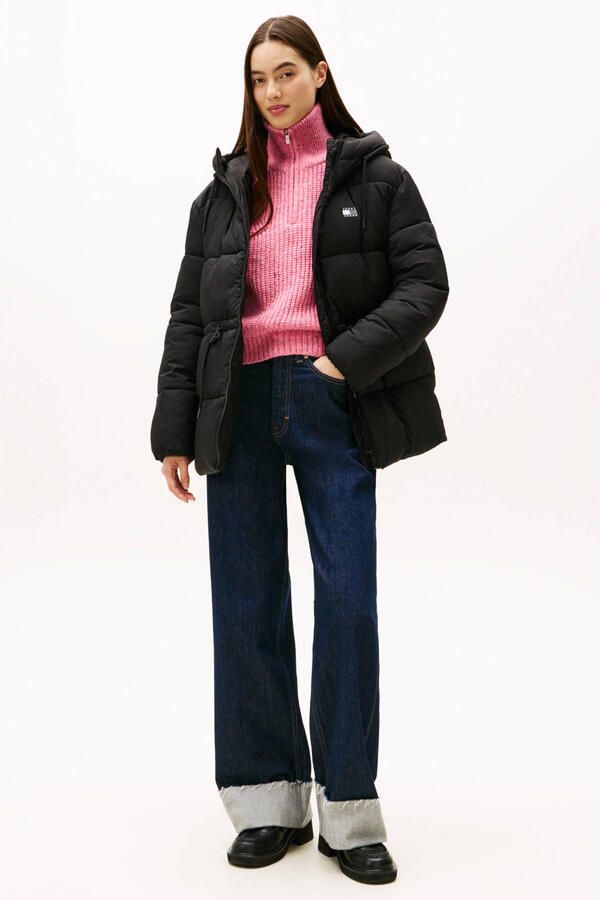Tommy Jeans gewatteerde winterjas met logo zwart - Foto 2