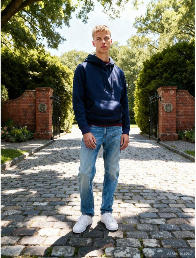 TOMMY JEANS Sweatshirt TJM REG S FLAG HOODIE met geborduurd merklogo op borsthoogte