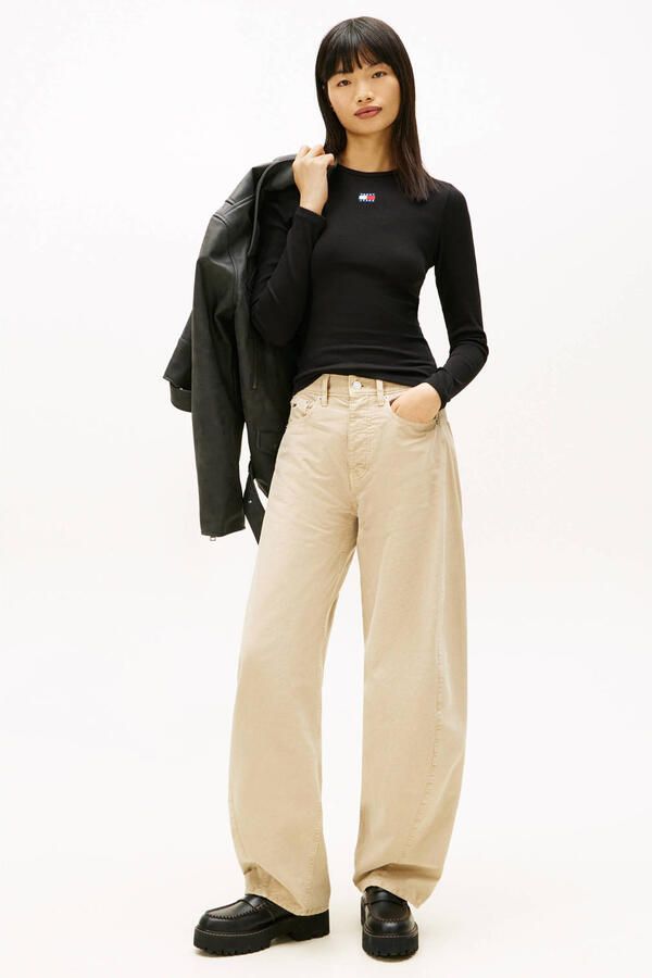 Tommy Jeans Gerecycled Katoenen Longsleeve T-shirt Lente Zomer Collectie Black Dames - Foto 2