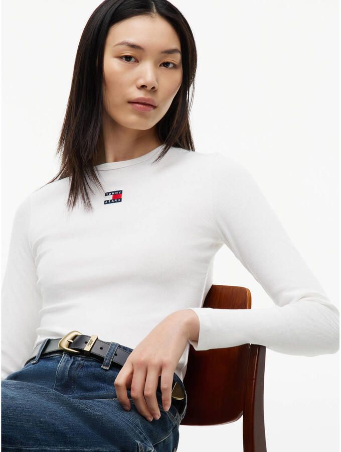 TOMMY JEANS Dames Tops & T-shirts Tjw Slim Ls Badge Tee Ext Ecru - Foto 2