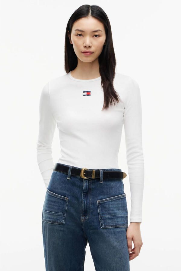 TOMMY JEANS Dames Tops & T-shirts Tjw Slim Ls Badge Tee Ext Ecru - Foto 5