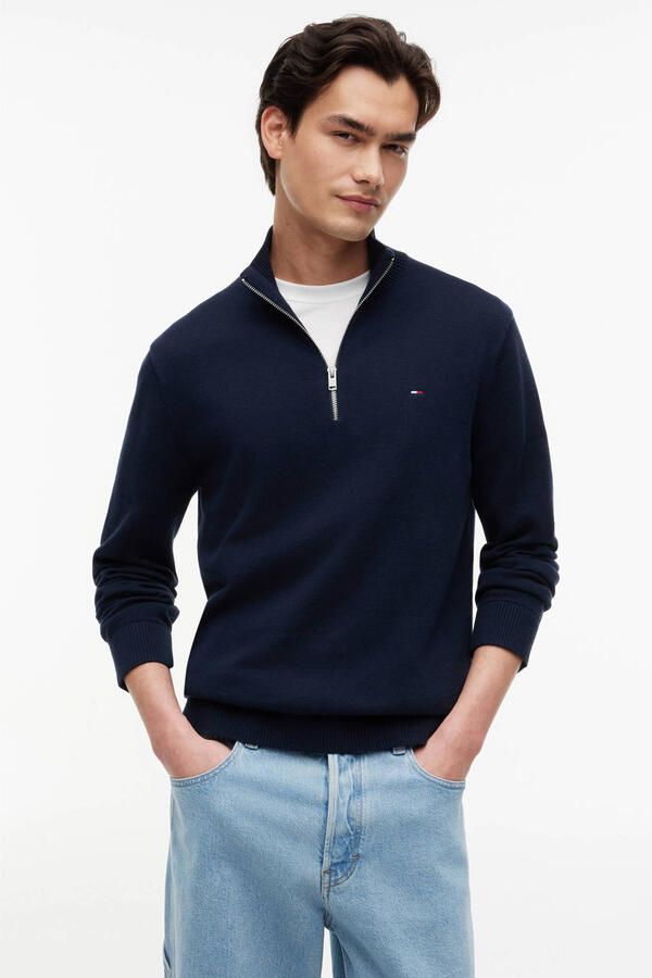 TOMMY JEANS Heren Truien & Vesten Tjm Slm Ess Light ¼ Zip Swtr Ext Donkerblauw - Foto 5