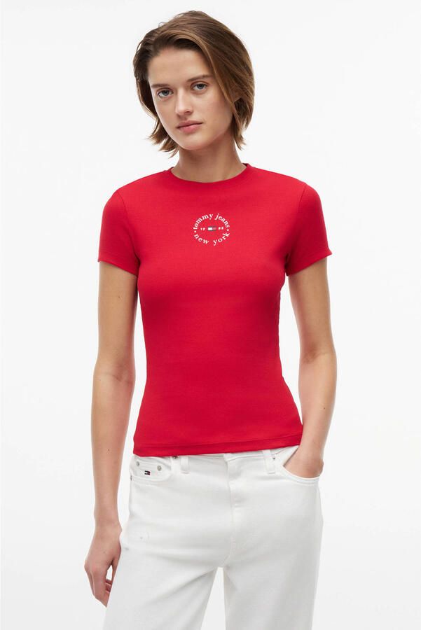 Tommy Jeans katoenen top met print rood