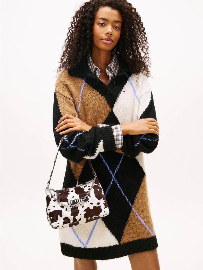 Tommy Jeans leren schoudertas TJW Cool Cow bruin