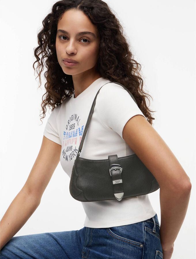 Tommy Jeans leren schoudertas TJW Cool zwart - Foto 2