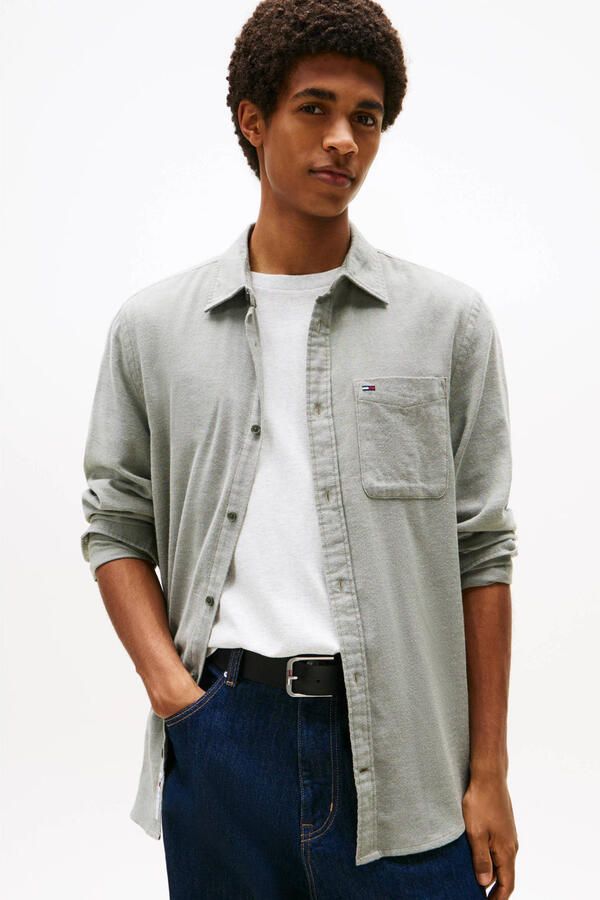TOMMY JEANS Flanellen overhemd TJM FLANNEL regular fit overhemd met lange mouwen halfgespreide kraag