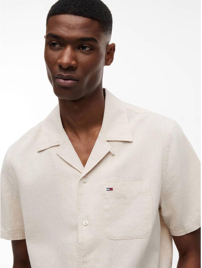 Tommy Jeans regular casual overhemd met linnen ecru - Foto 2
