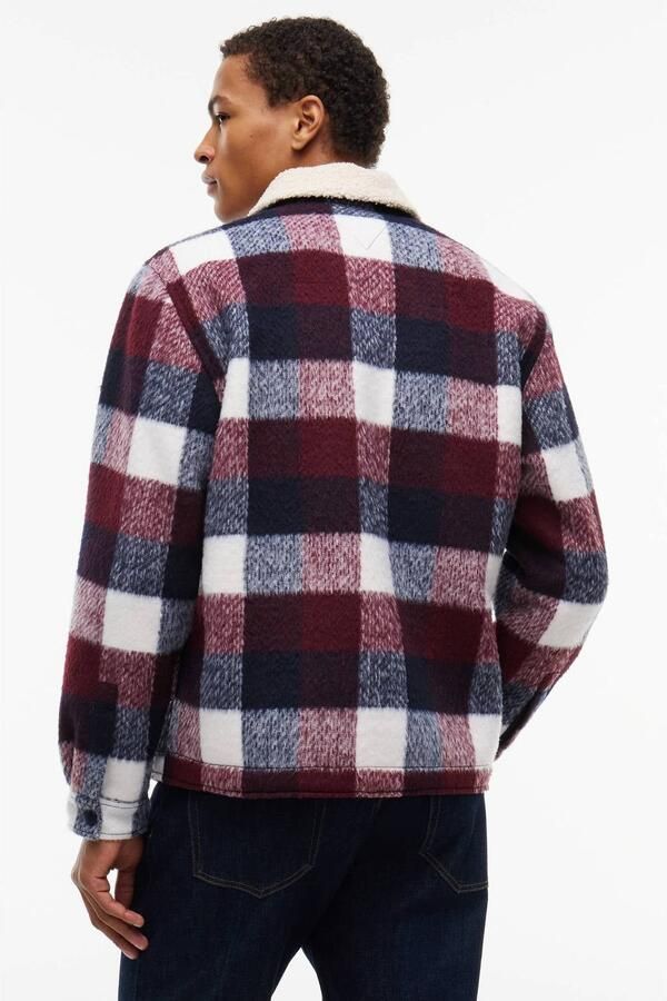 Tommy Jeans regular fit geruit overshirt met teddy details dark blue - Foto 2