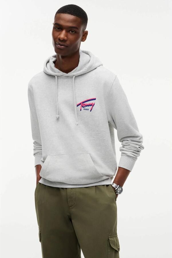 Tommy Jeans regular fit hoodie met logo grijs