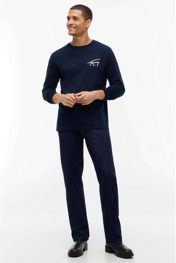 TOMMY JEANS Heren Polo's & T-shirts Tjm Slim Signature Chest Tee Ls Donkerblauw - Foto 6