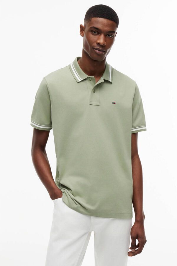 Tommy Jeans regular fit polo met geribde boorden groen
