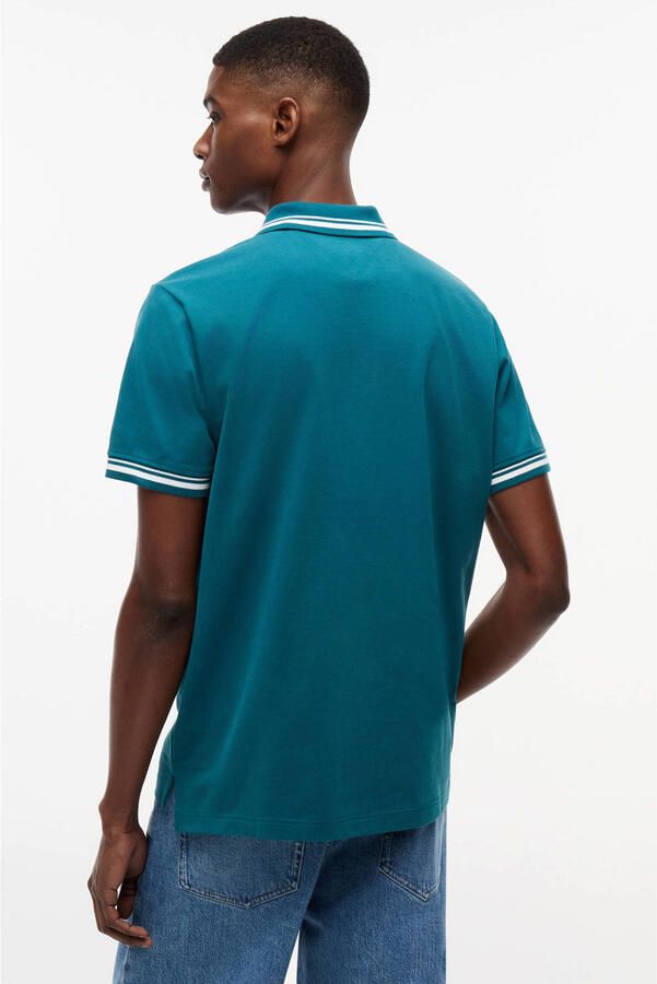 Tommy Jeans regular fit polo met geribde boorden groen - Foto 3