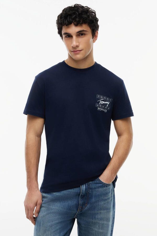 TOMMY JEANS Heren Polo's & T-shirts Tjm Reg Sign Flag Ss Tee Ext Donkerblauw - Foto 5