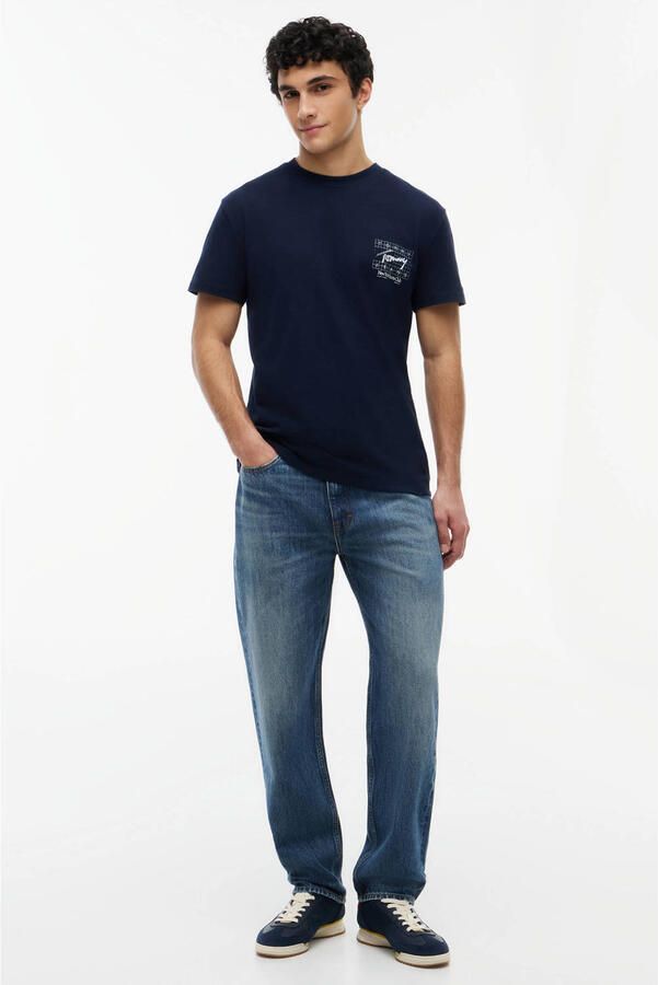 TOMMY JEANS Heren Polo's & T-shirts Tjm Reg Sign Flag Ss Tee Ext Donkerblauw - Foto 7