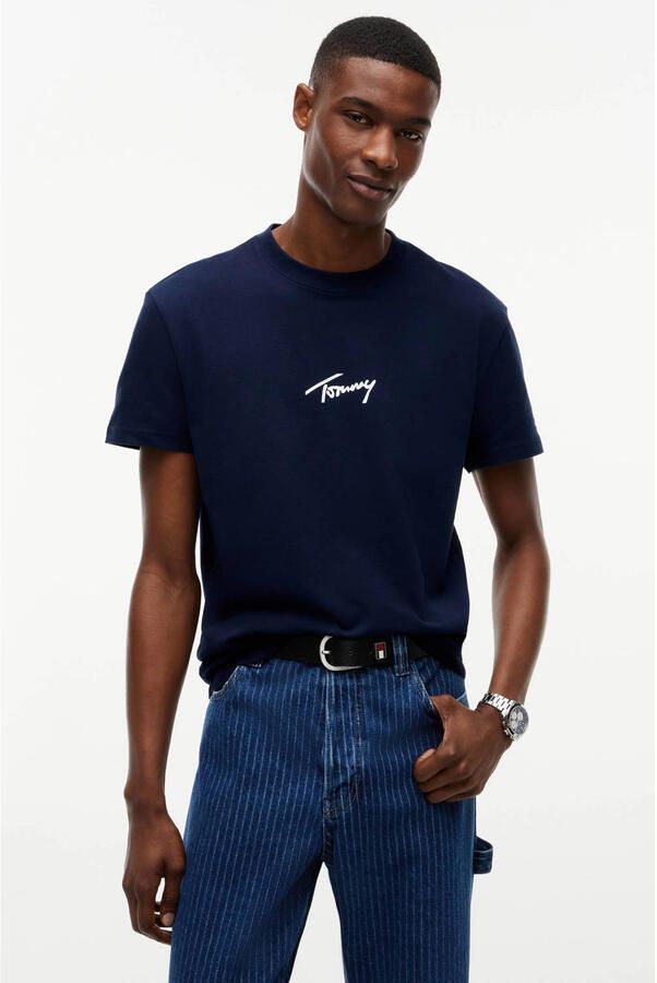 Tommy Jeans regular fit T-shirt met backprint donkerblauw