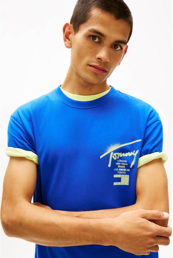 Tommy Jeans regular T-shirt met backprint blauw