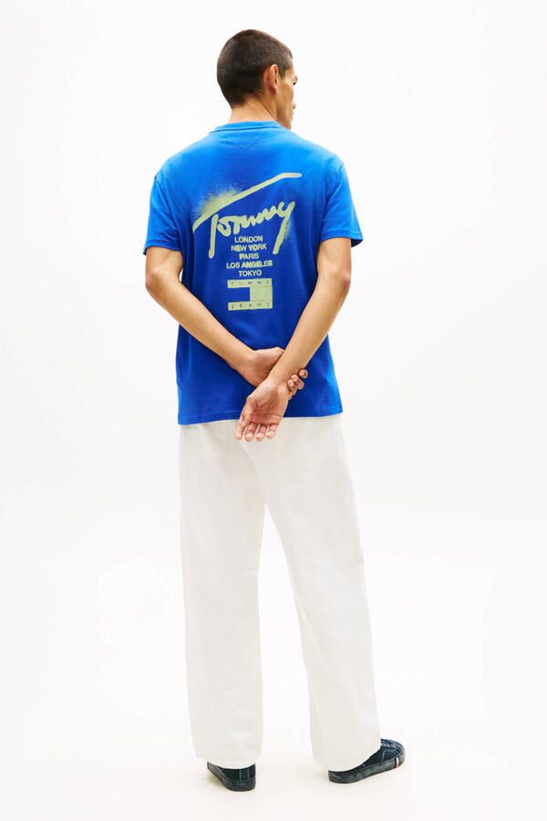 Tommy Jeans regular T-shirt met backprint blauw - Foto 3
