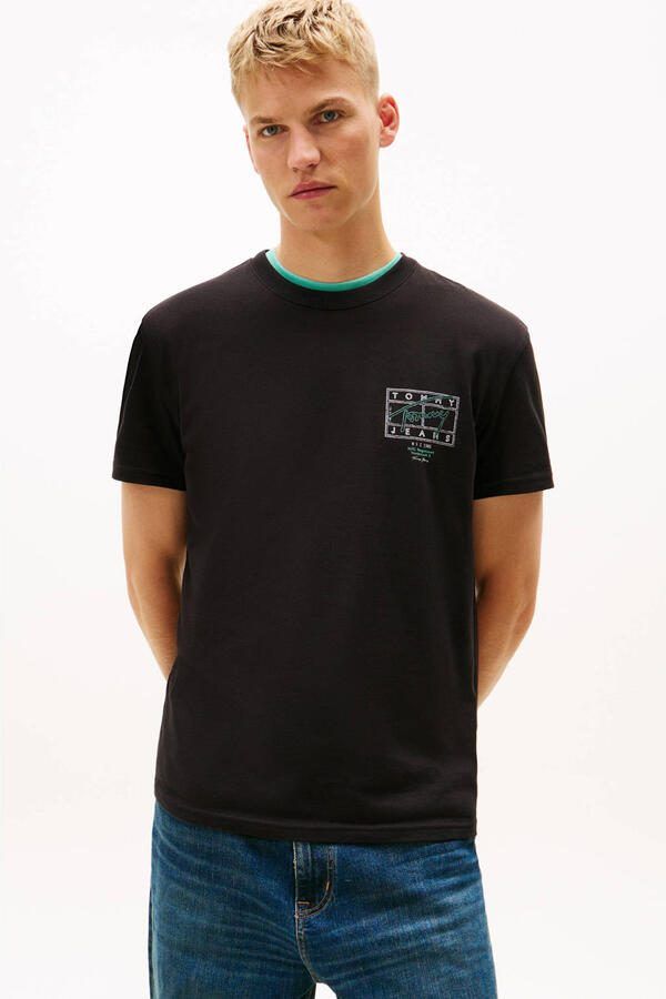 Tommy Jeans regular T-shirt met backprint zwart