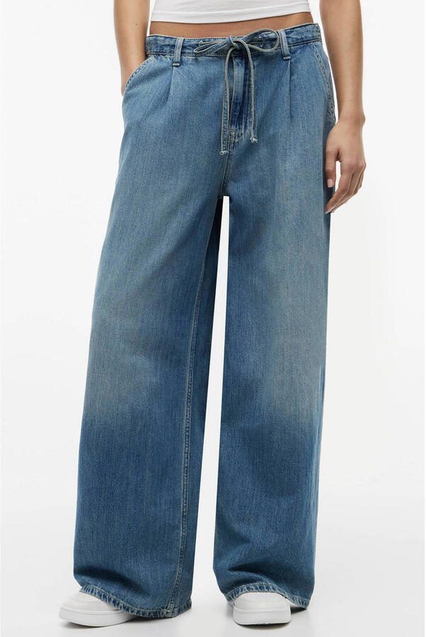 Tommy Jeans wide leg broek van mix van katoen en linnen