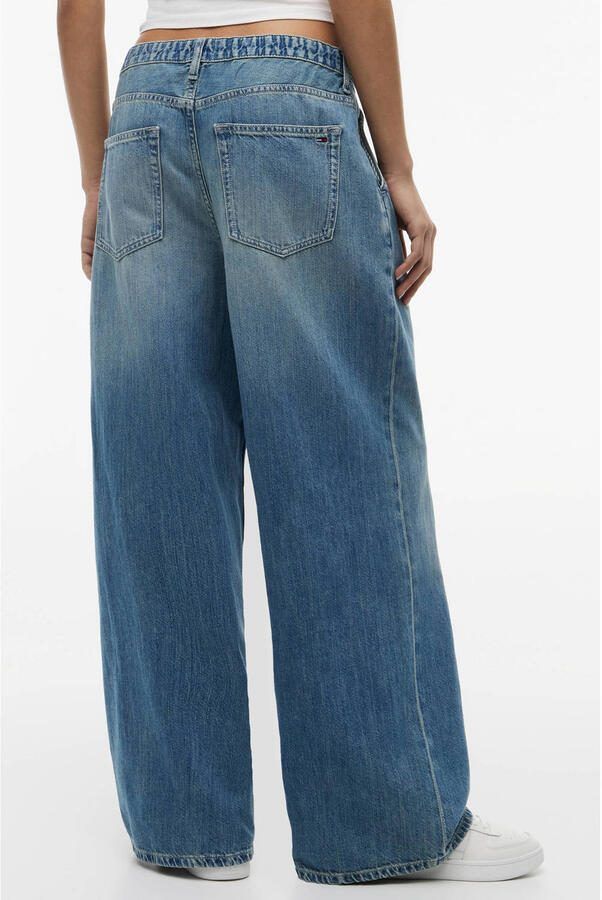 Tommy Jeans wide leg broek van mix van katoen en linnen - Foto 3