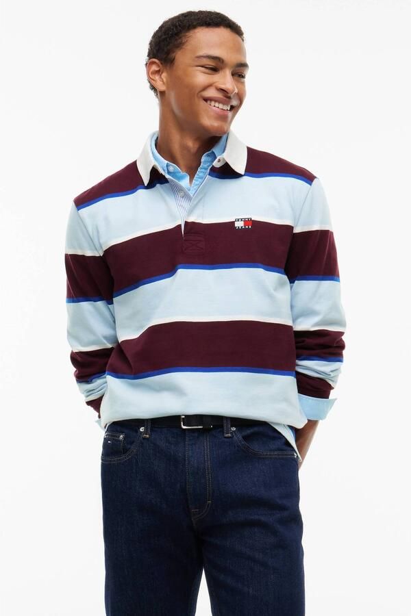 Tommy Jeans relaxed fit gestreepte polo blauw