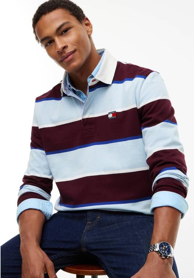 Tommy Jeans relaxed fit gestreepte polo blauw - Foto 2