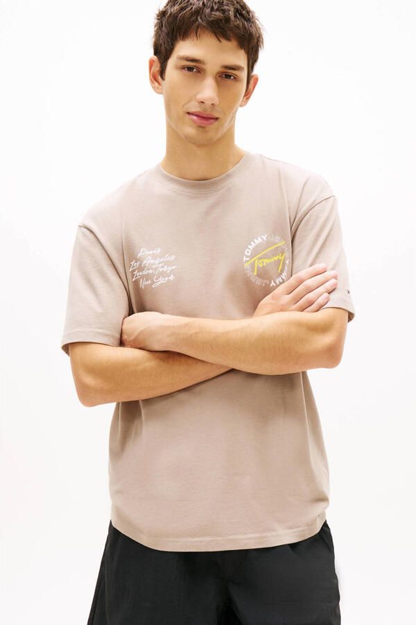 Tommy Jeans relaxed T-shirt met backprint oudroze