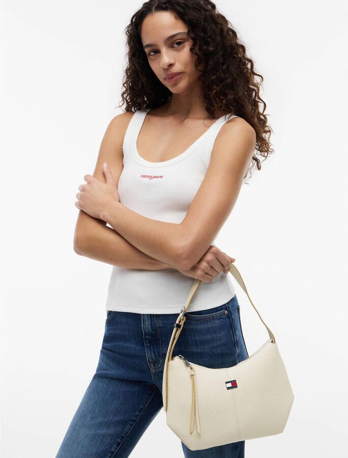 Tommy Jeans schoudertas TJW Slouchy ecru