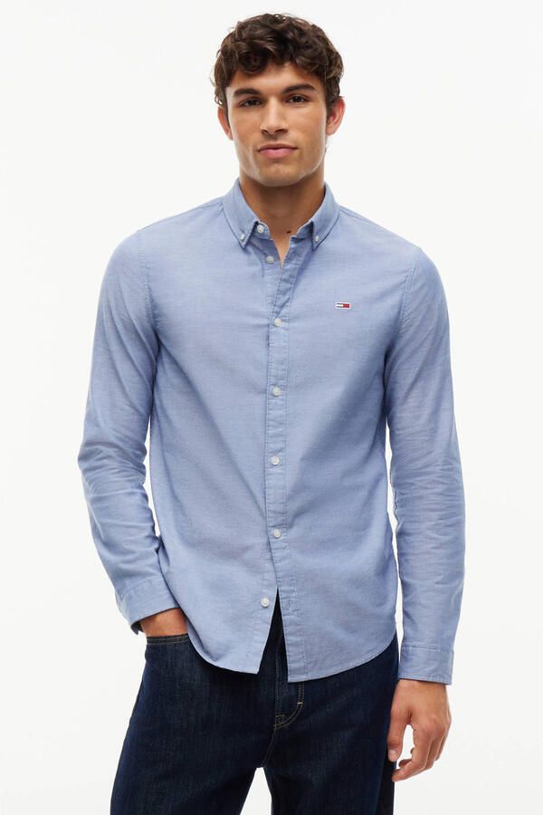 Tommy Jeans Slim fit vrijetijdsoverhemd met logostitching model 'OXFORD'