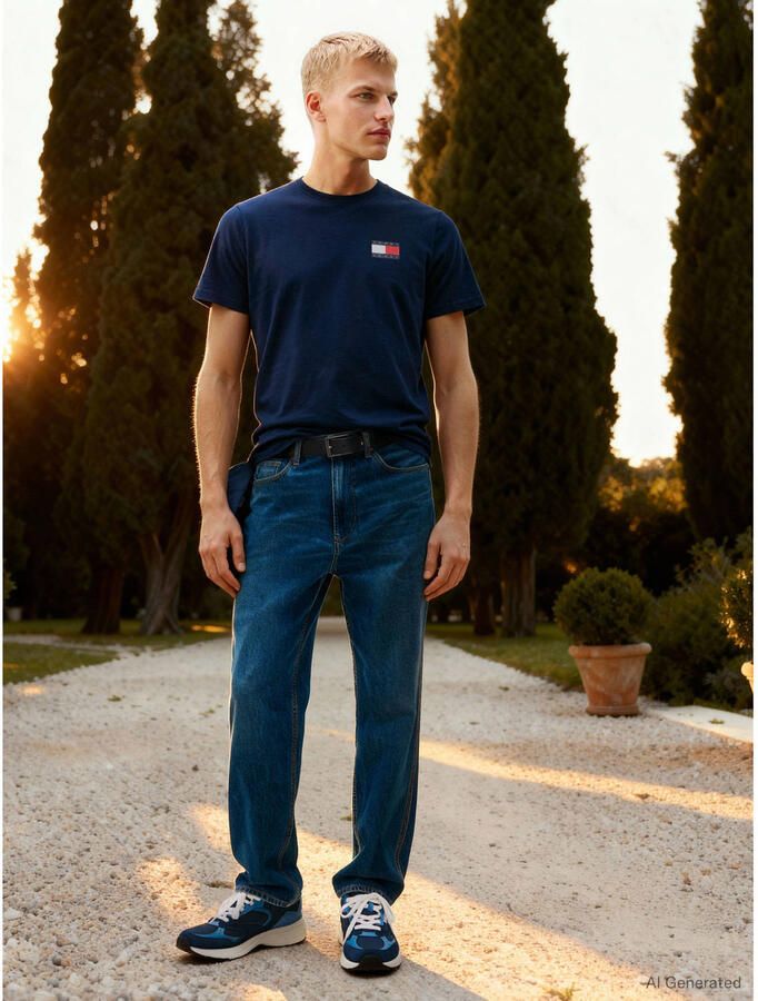 Tommy Jeans slim fit T-shirt ESSENTIAL FLAG donkerblauw - Foto 2