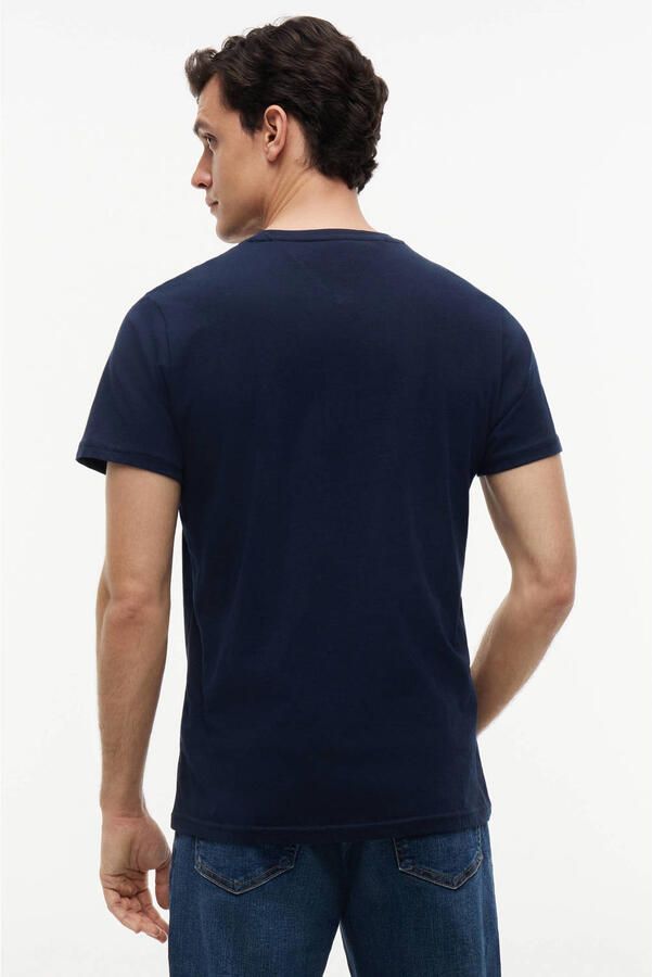 Tommy Jeans slim fit T-shirt ESSENTIAL FLAG donkerblauw
