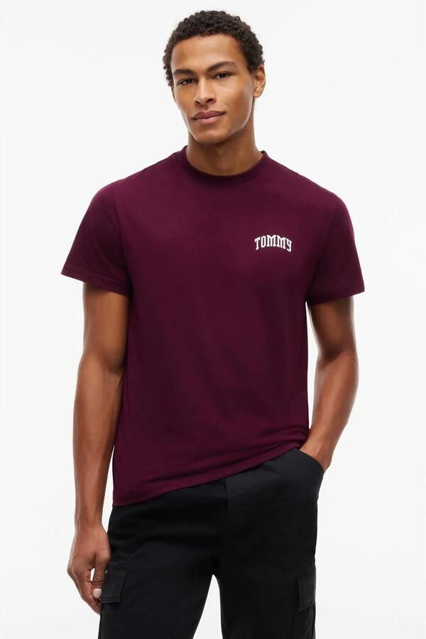 Tommy Jeans slim fit T-shirt met logo calypso berry