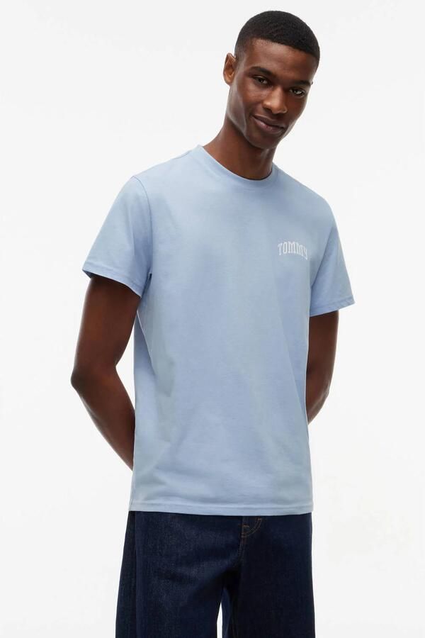 Tommy Jeans slim fit T-shirt met logo lichtblauw