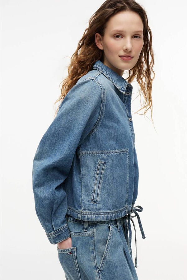 Tommy Jeans relaxed fit jeansjack van mix van katoen en linnen met tunnelkoord - Foto 3