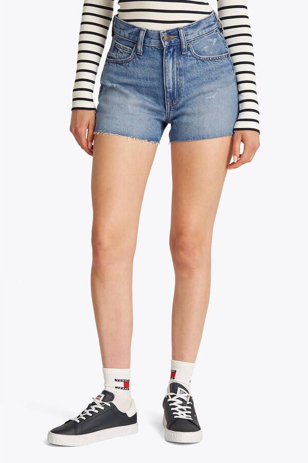 Tommy Jeans straight high waist denim short medium blue denim - Foto 7