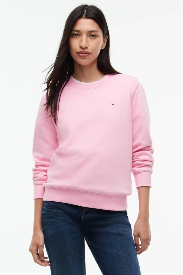 Tommy Jeans sweater met borduursels en logo lichtroze