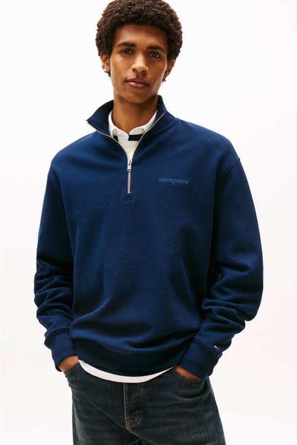 TOMMY JEANS Heren Truien & Vesten Tjm Rlx Waffle Script Qrtr Zip Donkerblauw - Foto 7