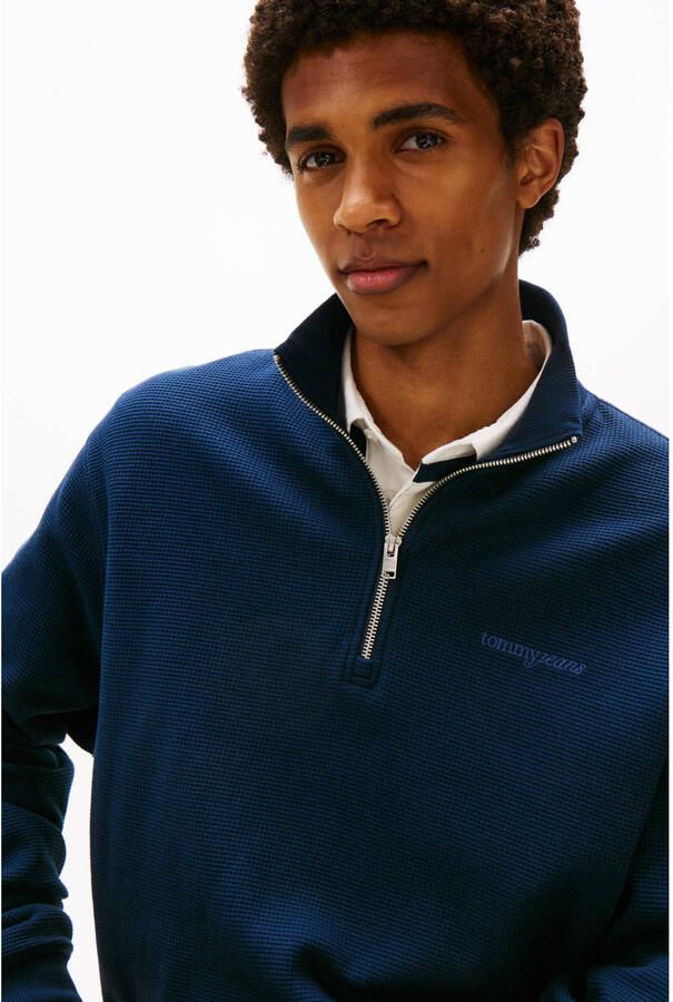 TOMMY JEANS Heren Truien & Vesten Tjm Rlx Waffle Script Qrtr Zip Donkerblauw - Foto 5