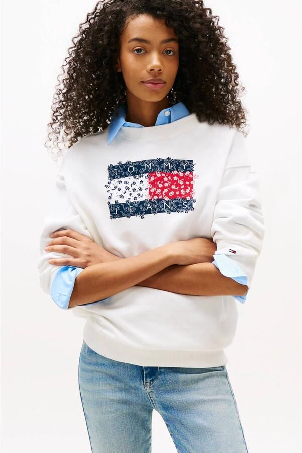 TOMMY JEANS Sweatshirt TJW RLX FLORAL FLAG CREW met bloemenprint en logovlag - Foto 2
