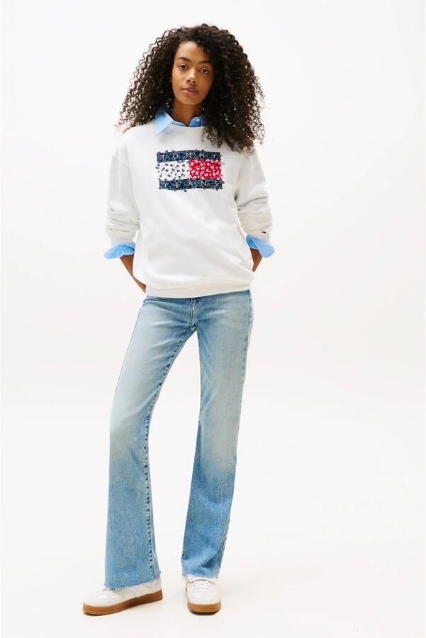 TOMMY JEANS Sweatshirt TJW RLX FLORAL FLAG CREW met bloemenprint en logovlag
