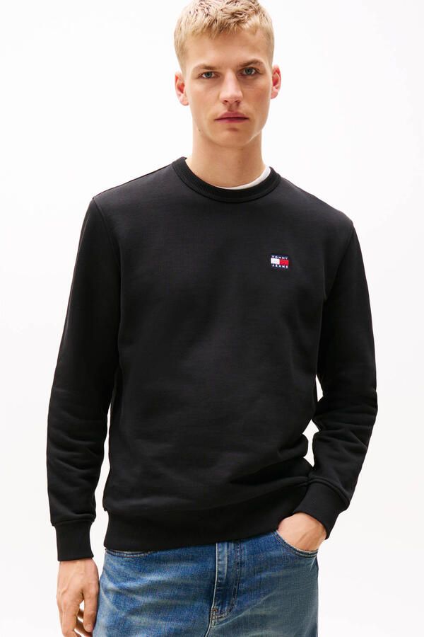 Tommy Jeans Zwarte Logo Katoenen Sweatshirt Black Heren