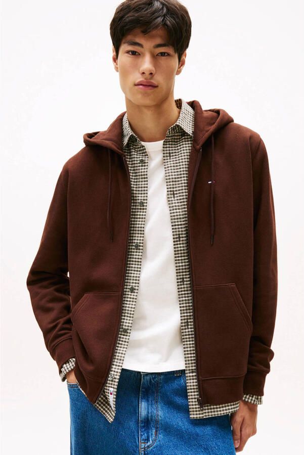 TOMMY JEANS Sweatshirt TJM REG S FLAG ZIP FLEECE THRU met geborduurd merklogo op borsthoogte