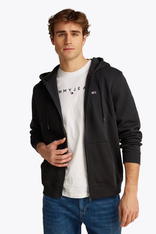 TOMMY JEANS Sweatshirt TJM REG S FLAG ZIP FLEECE THRU met geborduurd merklogo op borsthoogte