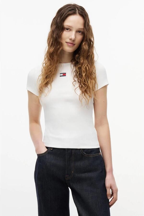 TOMMY JEANS Dames Tops & T-shirts Twj Slim Badge Rib Tee Wit - Foto 5