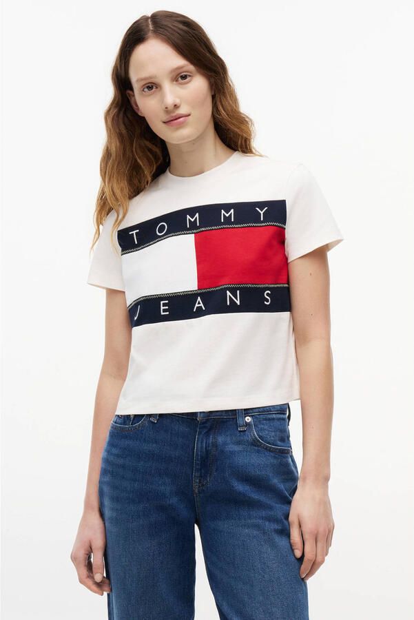 Tommy Jeans regular fit T-shirt van puur katoen met logoprint