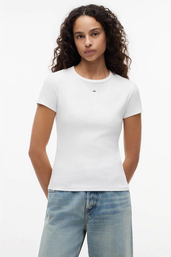TOMMY JEANS T-shirt Slim Essential Rib Shirt Rippshirt Rundhalsshirt - Foto 6
